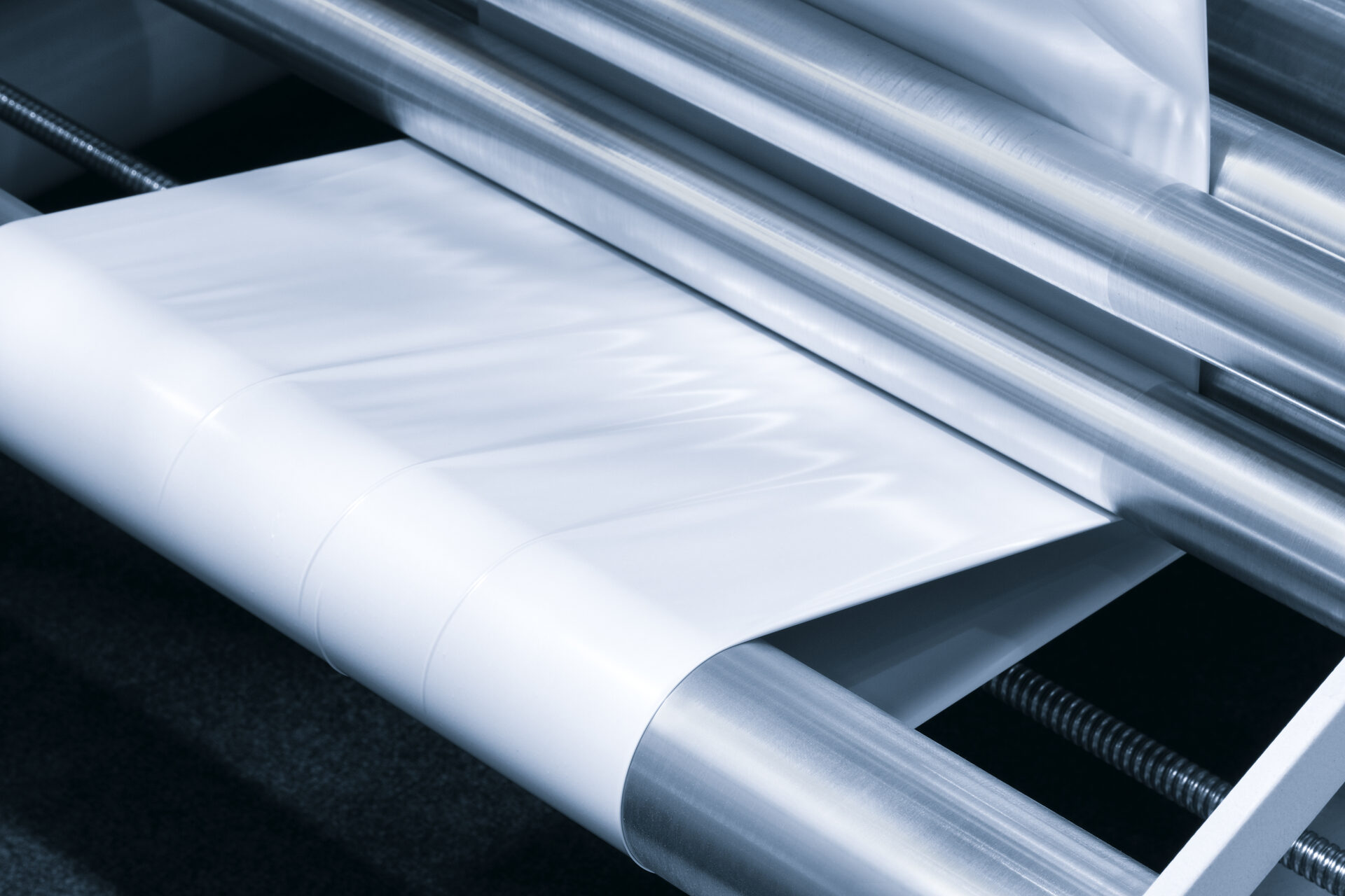 Coated film in industrial drying facility